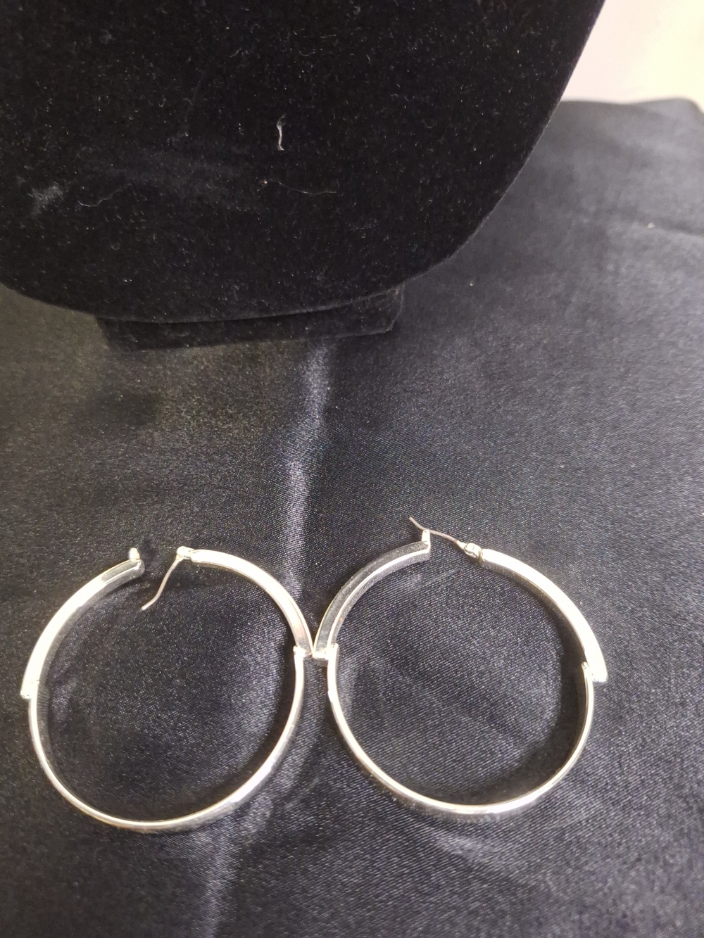 Nine West Silver Tone Large Hoop Earrings - Signed NW